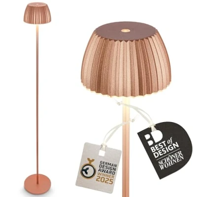Imagen de Briloner Lámpara de pie LED con batería Brilo unplugged Riffle, color cobre