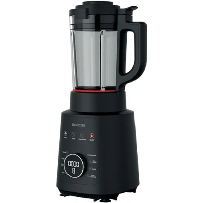 Imagen de Sencor Batidora Caliente Multifunción Licuadora Profesional y Fría, 7 programas automáticos, 8 cuchillas, 9 velocidades, control táctil, función AutoClean kit de limpieza, 1.2L