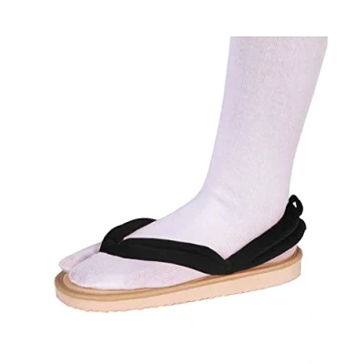 Imagen de QYIFIRST Kimetsu no Yaiba Inosuke Hashibira Zuecos para cosplay, sandalias disfraz, color negro, hombre y mujer, 39 (longitud interior 24 cm)