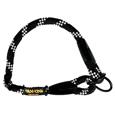 Imagen de Collar Antitirones Perro. Collares Adiestramiento para Perros Pequeños, Medianos y Grandes. Nylon Redondo Resistente. Fábrica en España. Negro con Blanco
