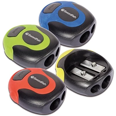 Imagen de Swordfish Twin Soft Grip Sacapuntas, color Azul y verde Tubo de 30