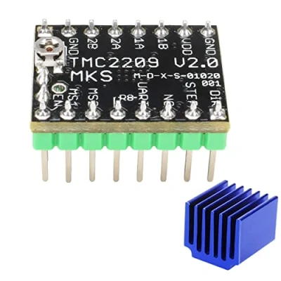 Imagen de WANGCL Controlador de motor paso a TMC2209 con disipador calor, excelente efecto silencio para impresora 3D Park MKS Gen L/MKS SGen L/SKR V1.3