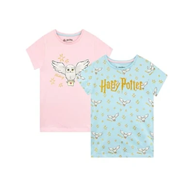 Imagen de Harry Potter Camiseta de Hedwig para Niñas Paquete 2 Top Manga Corta Infantiles Dos 9 10 Años Multicolor