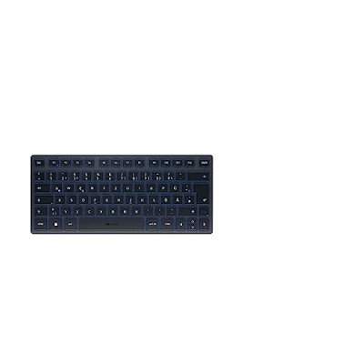 Imagen de CHERRY KW 7100 MINI BT, Teclado Compacto Multidispositivo con 3 Canales Bluetooth, Distribución de Alemán (QWERTZ), Diseño Plano, Incluye Funda Transporte, Slate Blue
