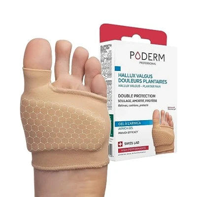 Imagen de PODERM PROTECTOR de HALLUX VALGUS DOLORES PLANTARES Ortesis protección Amortigua y calma inmediatamente el dolor Gel patentado con ÁRNICA Activos 100% naturales Swiss Made