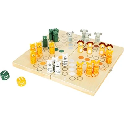 Imagen de 11765 Ludo Safari, small foot, para 6 Jugadores, Animales de la estepa, Tablero Juego Plegable, a Partir 4 años.