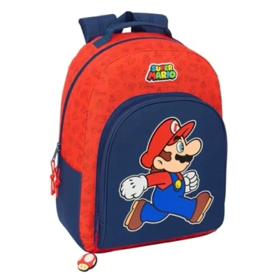 Imagen de SUPER MARIO TRICK Mochila Escolar Adaptable a Carro, Mochila, Ideal para Niños de Diferentes Edades, Cómoda y Versátil, Calidad Resistencia, 32x15x42 cm