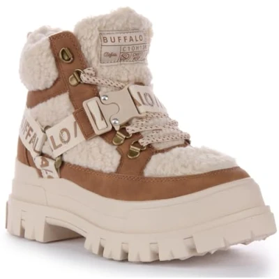 Imagen de Buffalo Aspha COM MID WARM Botines con cordones, Mujer, Talla: 37, Beige Zapatos
