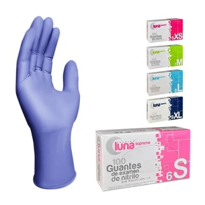Imagen de MUNTRADE Guantes Nitrilo 100 unidades de Sin Polvo, Látex, Desechables (S, Violeta)