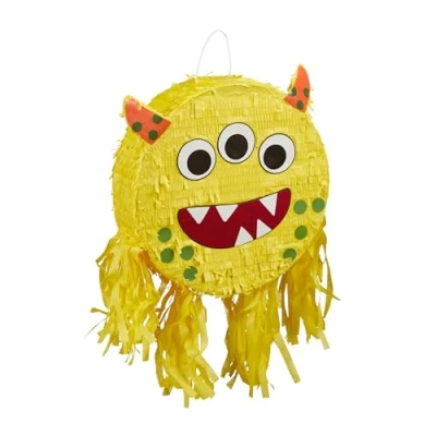 Imagen de Relaxdays Monster Pinata Piñata, Monstruo Divertido, para Colgar, Fiestas de Cumpleaños Niñas, Rellenable, Multicolor, Cartón, 34x10 cm