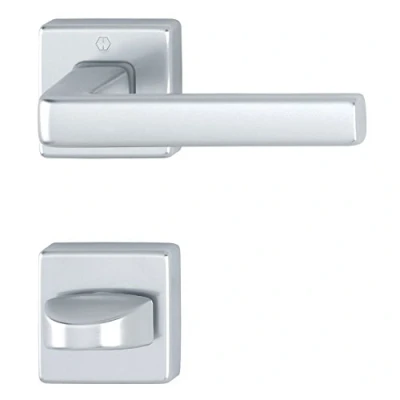 Imagen de HOPPE Picaporte Dublin con roseta cuadrada para inodoro, aluminio anodizado plateado