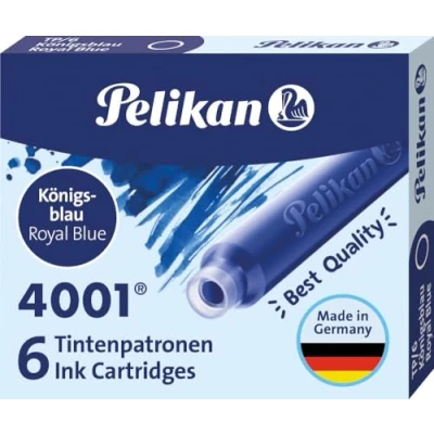 Imagen de Pelikan 301176A Juego de Cartuchos Tinta 4001 para Plumas Estilográficas TP6, paquete 300 unidades/50 cajas 6 cartuchos, Azul Real