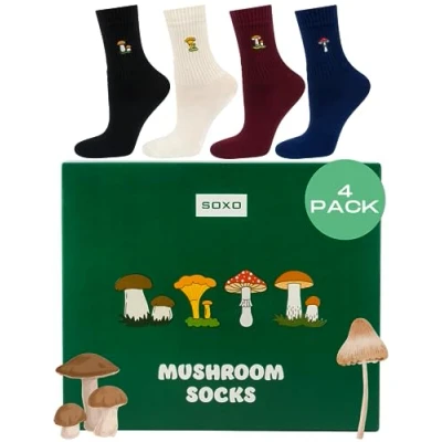 Imagen de soxo Recolector Setas Calcetines Mujer Divertidos Regalos Para Hombre Originales Regalo 35 40 Mushroom 4 Pares