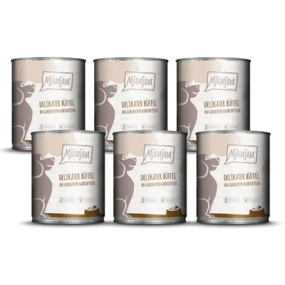 Imagen de MjAMjAM Comida húmeda Premium para Perros Delicioso búfalo con Patatas cocidas, Pack de 6 (6 x 800g), sin Cereales Extra Carne