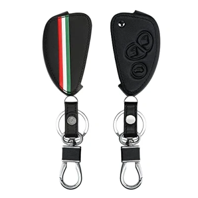 Imagen de kwmobile Funda Compatible con Alfa Romeo Llave de Coche Plegable 3 Botones Cubierta Cuero sintético Case para Mando y Control Auto Bandera Italiana