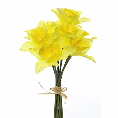 Imagen de FloristryWarehouse Ramo de narcisos seda sintética, 9 tallos un amarillo realista, flores 33 cm.