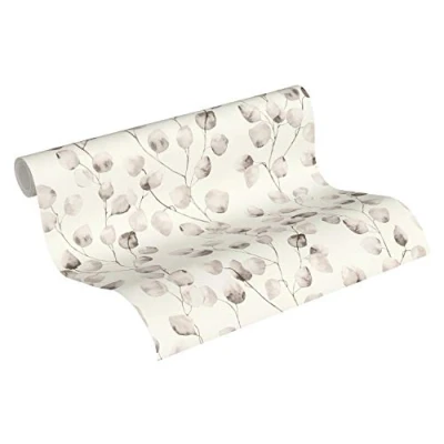 Imagen de Papel pintado De Flores Greenery A.S. Création tejido no 10.05 m x 0.53 Beige Crema Blanco Fabricado en Alemania 370442 37044 2