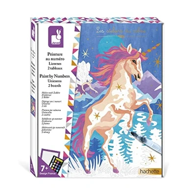 Imagen de Janod Estuche Pintura por Números Unicornios Para Hacer 2 Cuadros Les Ateliers du Calme Actividades Creativas Arte y Manualidades A partir de 7 Años, J07985