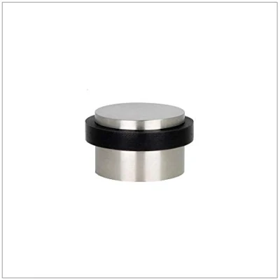 Imagen de EVI Herrajes Tope de Puerta Adhesivo 35 x 20 mm Goma Negra Silicona Natural Acero Inoxidable Acabado Mate Fijación Sencilla 100% Funcional Mod. I 140