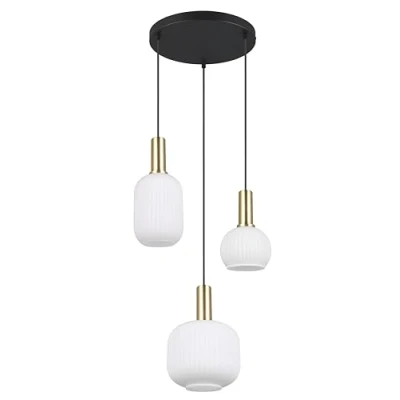 Imagen de Trio Lighting Lámpara colgante Diva, 3 luces, color latón, opal, cristal, metal