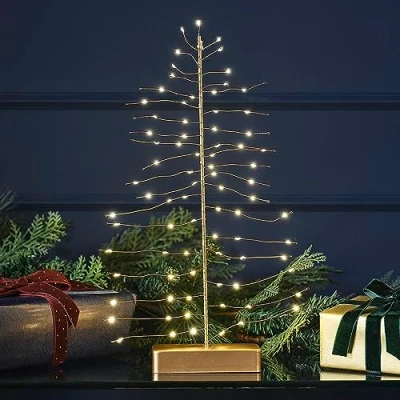 Imagen de Ginger Ray Decoración de Mesa para árbol Navidad con luz LED Dorada