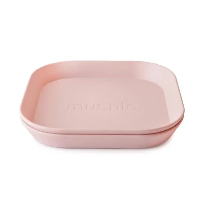 Imagen de mushie Platos Cuadrados para Niños Set de 2 Reutilizables libres BPA Aptos lavavajillas y microondas Fabricados en Dinamarca Blush