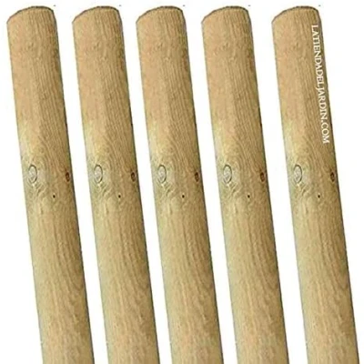 Imagen de Suinga 5 x Poste Tutor de Madera sin Punta 200 cm, diámetro 8 cm. Util para construcción Vallas, cercados, cuadras, pérgolas, etc, como en Agricultura Soporte árboles.