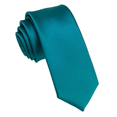 Imagen de JEMYGINS Corbata de Hombre Ajustada Color Sólido a Rayas Diagonales 6 cm Ancho Plata claro/cian claro/blanco egipcio