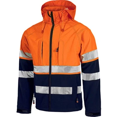 Imagen de Work Team Workshell Combinado con Alta Visibilidad, 2 Cintas Reflectantes. Hombre Marino+Naranja A.V. 3XL