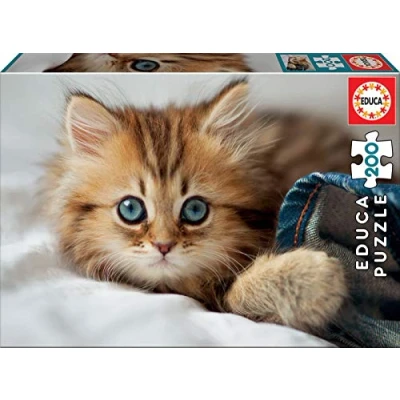 Imagen de Educa Puzzle Gatito. Infantil de 200 Piezas. Medida aproximada una Vez montado: 40 x 28 cm. Compuesto por Grandes Piezas Perfectamente acabadas. Animales + 6 años (17154)