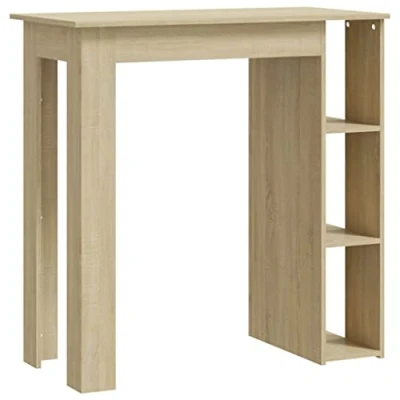 Imagen de vidaXL Mesa Alta con Estante Bar Bistró Mostrador Centro Desayuno Cocina Comedor Salón Muebles Mobiliario Contrachapada Roble Sonoma 102x50x103,5 cm