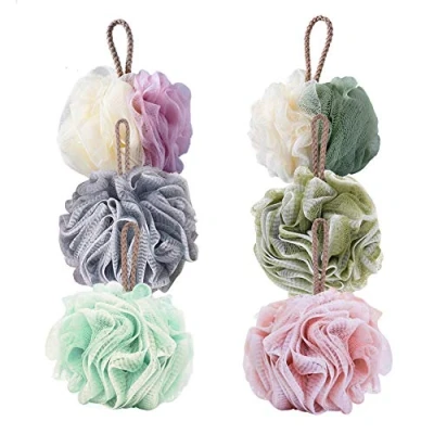 Imagen de 6 esponjas de ducha para baño, esponja ducha, corporal, tejido malla, exfoliante, limpieza, calma la piel