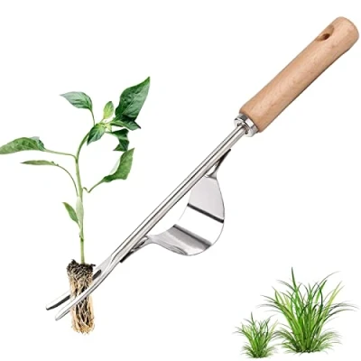 Imagen de Extractor de maleza Acero Inoxidable,Weeder Mano Jardín,Malas Hierbas Herramienta,Escardador con Mango Madera,para Jardinería Herramientas Desmalezado Malas 31CM