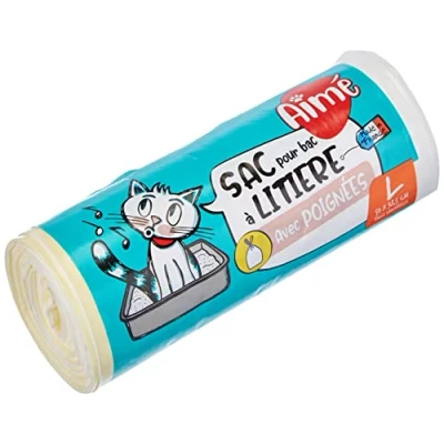 Imagen de Aimé Bolsas Arenero Gatos x8 Formato Universal 50 x 38,5cm para Caja de Arena con Asas Cierre el Bienestar tu Gato Higiénicas Todo Tipo