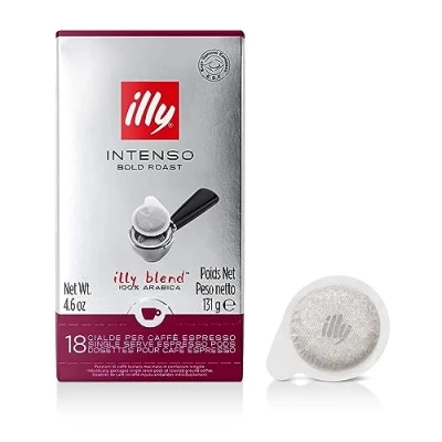 Imagen de Illy Café tueste INTENSO en monodosis E.S.E. 12 pack de 18 monodosis, Total 216