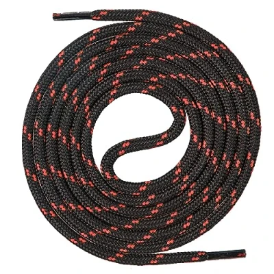 Imagen de Mount Swiss Cordones redondos de calidad para zapatos trabajo, senderismo y trekking, poliéster, diámetro 4,5 mm, muy resistente, color negro rojo, longitud 170 cm