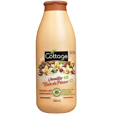 Imagen de COTTAGE Ducha leche hidratante Vainilla ecológica y nuez de Pécan Bio 97% ingredientes origen natural Frasco 100% vegetal Made In France 550 ml
