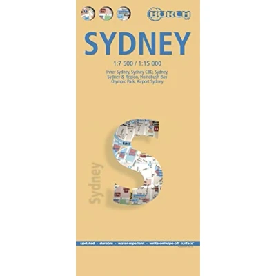 Imagen de Sidney, plano callejero plastificado. Escala 1:7.500/1:15.000. Borch.: Sydney, Inner Sydney CBD, &amp; Region, Homebush Bay, Olympic Park, Airport (Borch Map)