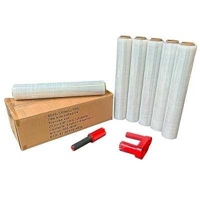 Imagen de 6 Rollos de Film Plástico Reciclable y Reversible 23 my x 50 cm 125 m + Dispensador Envoltura Elástica Sostenible Cargas&quot;