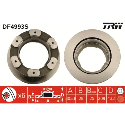 Imagen de TRW DF4993S Disco de freno 306 28 6 215 ventilado barnizado IVECO: DAILY , Pritsche/Fahrgestell, 5 Pritsche/Fahrgestell