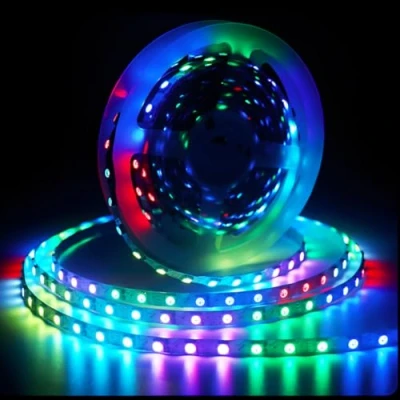 Imagen de Jandei Tira Led Zig Zag RGBIC Direccionable 12V 12W, SMD3535, 300 Leds. Uso en Interiores IP20, Base Adhesiva, Corte cada 5cm Ancho 6mm, Bobina de 5M