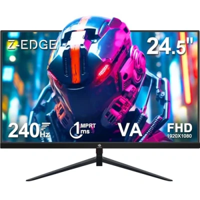 Imagen de Z Edge Monitor Gaming 25 Pulgadas 240hz, 1ms, FreeSync, Pantalla FHD 1080P con HDMI Cable, 350cd/m², VA, HDMI2.0 * 2 &amp; DP1.4, VESA 75 75mm, sRGB 99%, 178 Ángulo de visión, Inclinación Ajustable