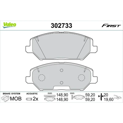 Imagen de VALEO 302733 Juego de pastillas freno Eje delantero con contacto avisador desgaste Chapa antichirridos HYUNDAI: i30 III Hatchback