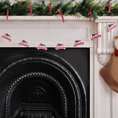 Imagen de Ginger Ray Guirnalda Colgante de Madera con árbol Navidad para Coche, 5 m