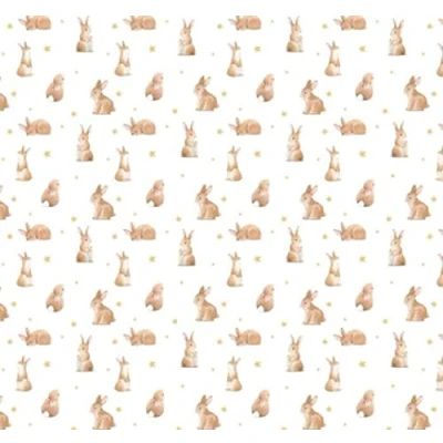Imagen de Papel pintado para guardería en miniatura, diseño de conejo, color marrón, 1:12