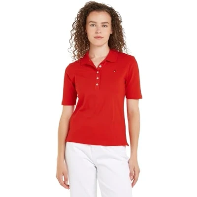 Imagen de Tommy Hilfiger 1985 REG Pique Polo SS WW0WW37820 Polos de Manga Corta, Rojo (Fierce Red), S para Mujer