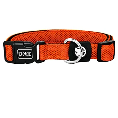 Imagen de DDOXX Collar Perro Air Mesh, Ajustable, Acolchado Muchos Colores &amp; Tamaños para Perros Pequeño, Mediano y Grande Collares Accesorios Gato Cachorro Naranja, S
