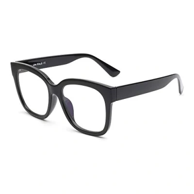 Imagen de JIM HALO Gafas Filtro Luz Azul Grandes. Cómodas y Resistentes contra Pantallas Monitores. Para Mujer Hombre. [Negro]