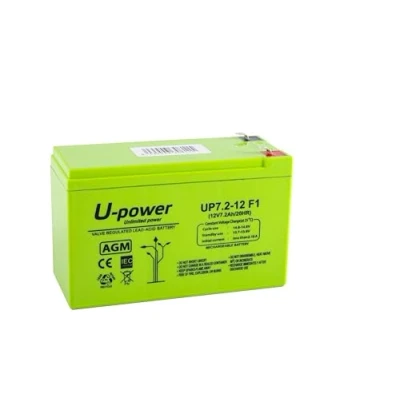 Imagen de Master U Power Batería Plomo AGM 7.2Ah 12V FASTON F1 4.8mm, UP, MU UP7.2 12F1, para Scooter