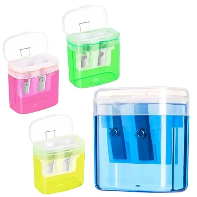 Imagen de 4Pcs Sacapuntas,Sacapuntas con Deposito,Sacapuntas Deposito 2 Orificios,Afilalapices,Sacapuntas Universal,Sacapuntas Portátiles,para Todos los lápices,Oficina,Escuela,Viajes,4 colores